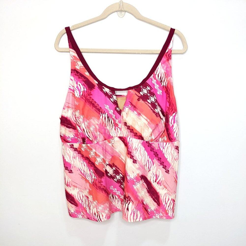 Swimsuits for All Womens 24 3X Plus Size Tankini Swim Tank Pink Purple FLAWED